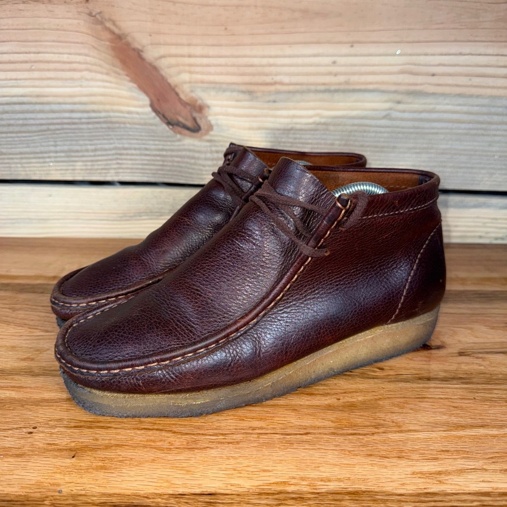 Clarks Originals Men's 10 Chukka Boots Wallabee Dark Brown Pebbled Leather Crepe